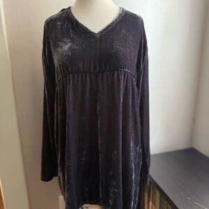 Kiko Black Crushed Velvet Tunic — Stevie Nicks Witchy Boho Vibes one size